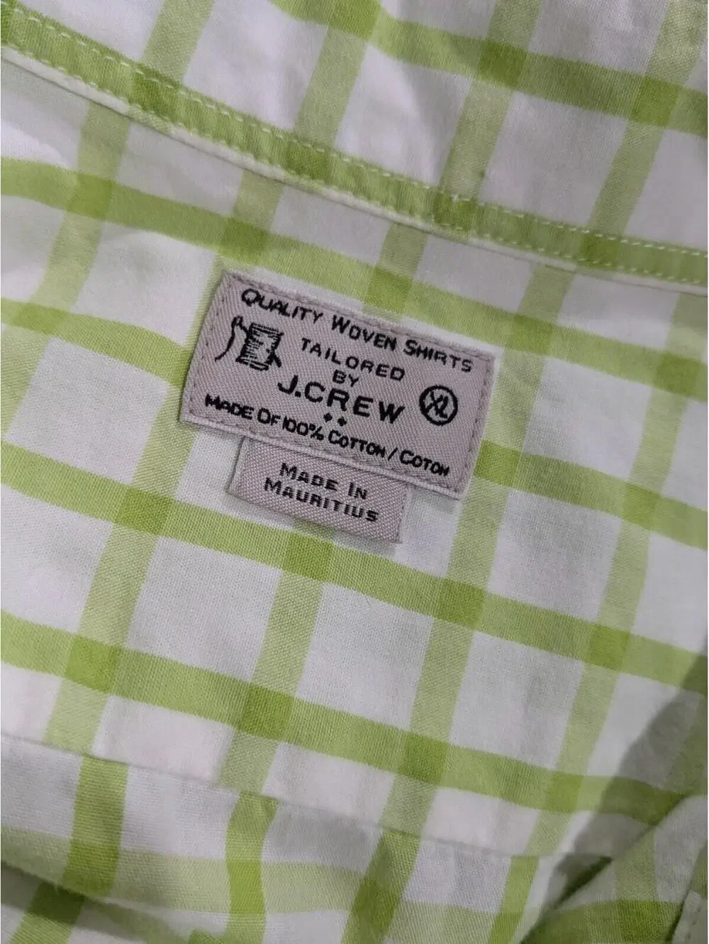 J. Crew Men's Long Sleeve Button Down Shirt, Lime Green White, Size XL, Cotton